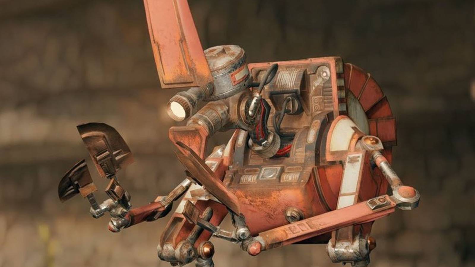 A screenshot of a scavenger droid from Star Wars: Jedi Survivor.