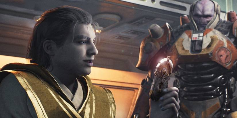 A screenshot of Dagan Gera and Rayvis from Star Wars Jedi: Survivor.