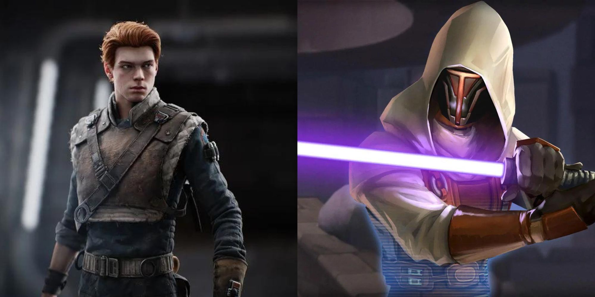 Image shows Cal Kestis and Revan, two Star Wars Jedi with Dark Force abilities.