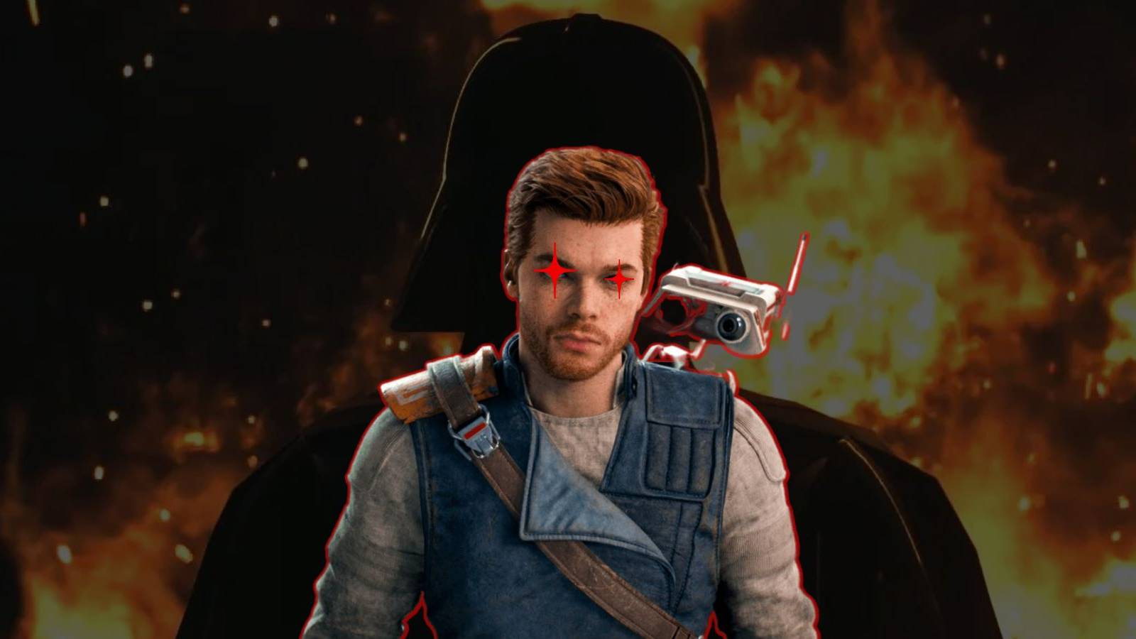 image showing cal and darth vader in star wars jedi survivor.