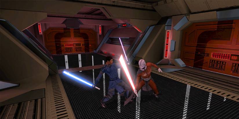 An intense lightsaber battle from KOTOR