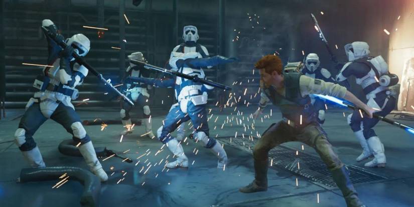 Storm Troopers fighting Cal Kestis