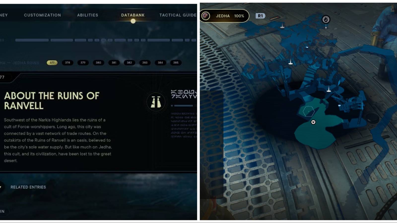 (Left) Databank entry (Right) Map of databank entries