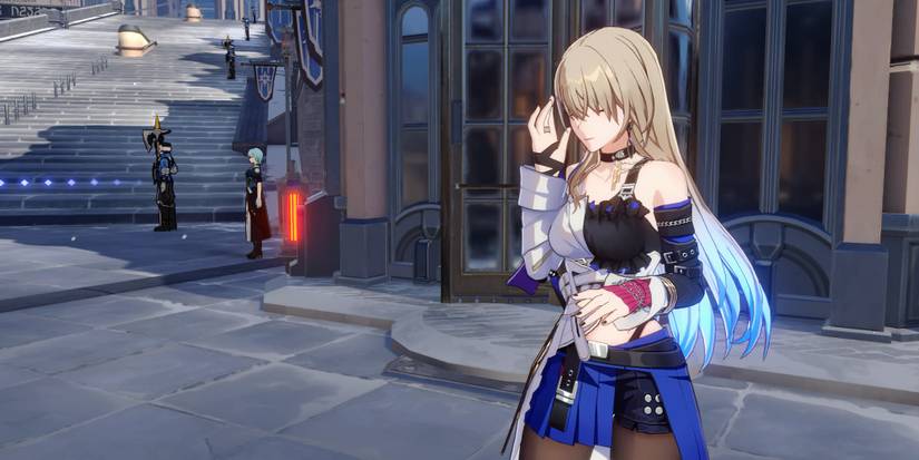 Serval in front of her workshop in Honkai Star Rail