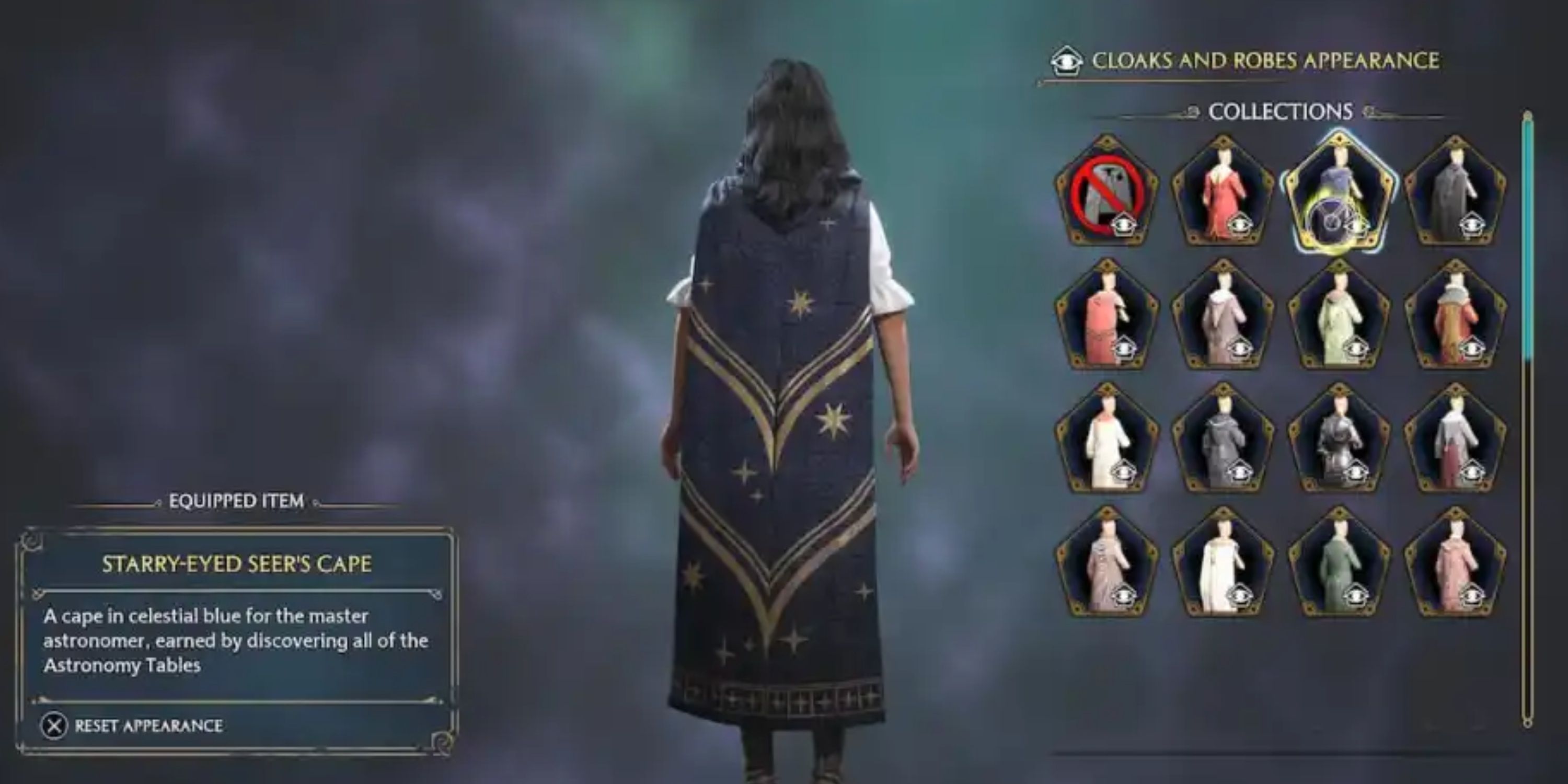 starry-eyed seer's cape in hogwarts legacy