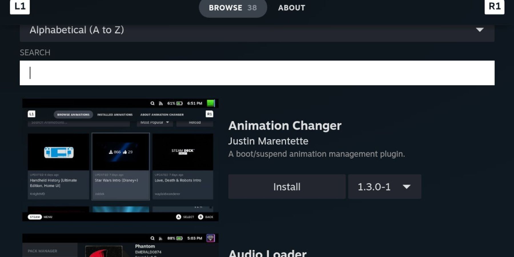 Steam Deck Animation Changer in Decky Loader 