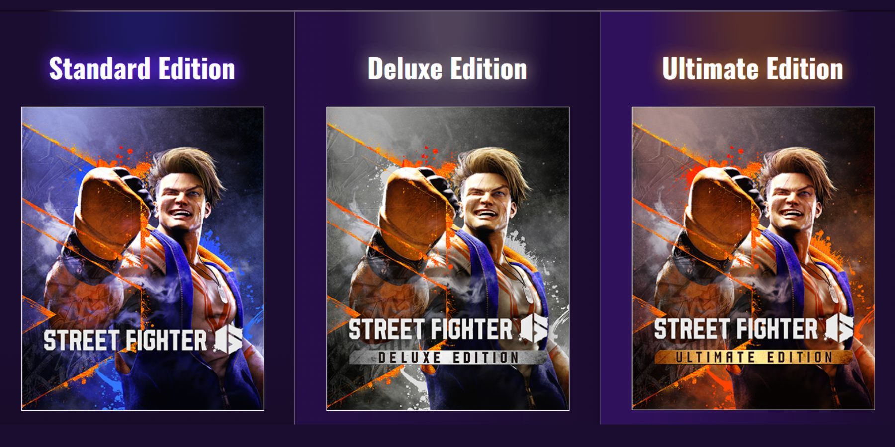 image showing all special editions of street fighter 6.
