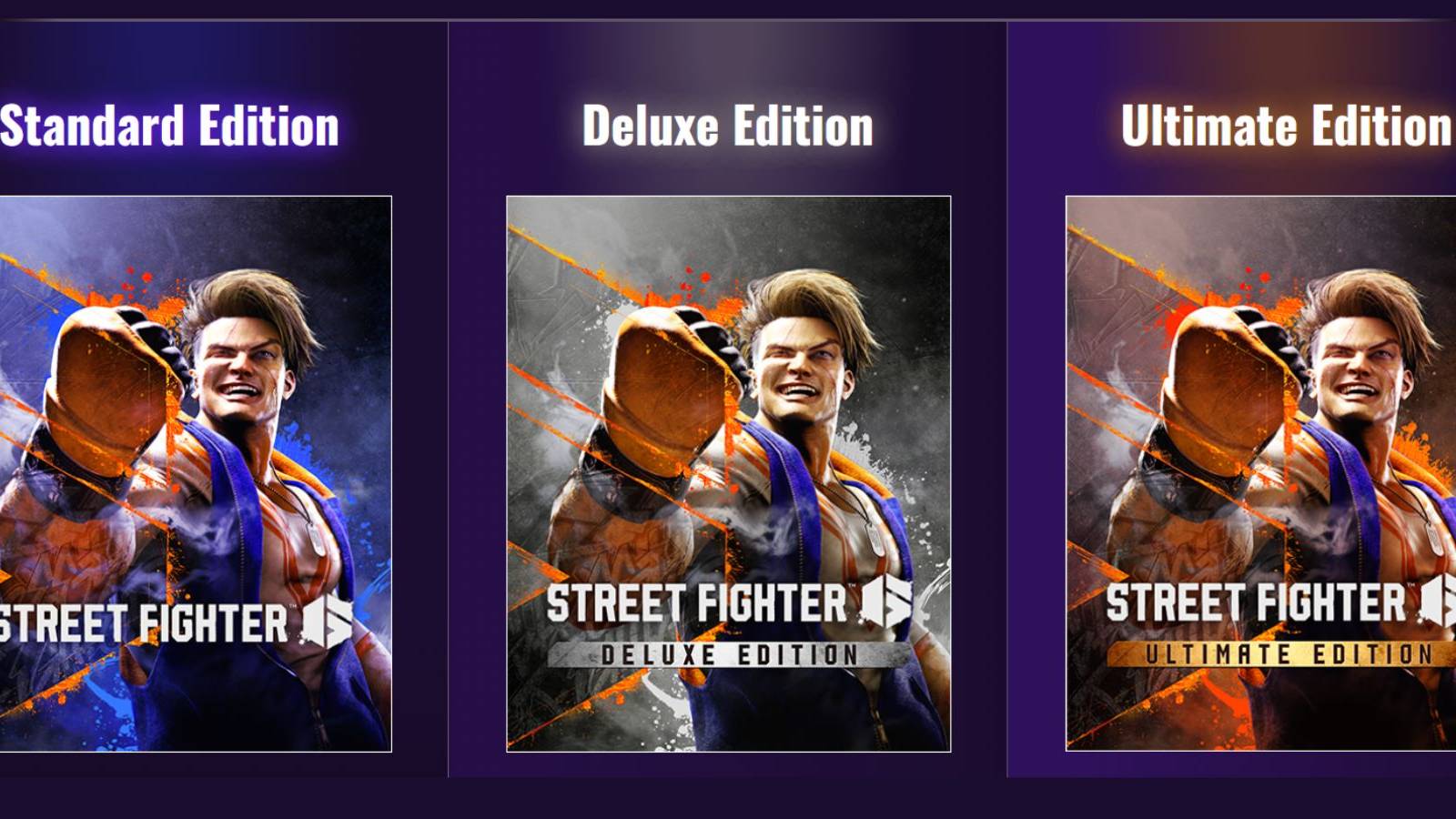 image showing all special editions of street fighter 6.
