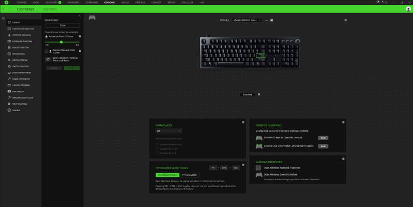 Razer Synapse Software Key Settings