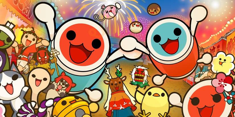 Taiko no Tatsujin: The Drum Master cover art, including the main mascots and various characters