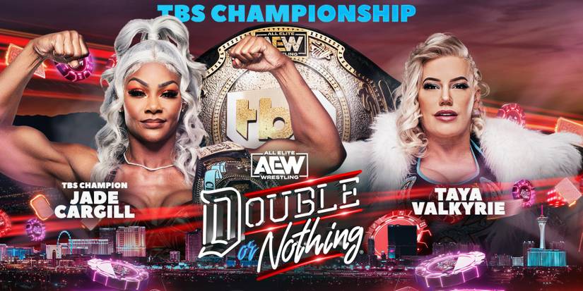 Jade Cargill and Taya Valkyrie AEW Double or Nothing 2023 graphic for TBS Championship