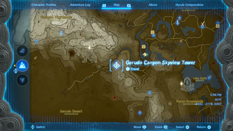 zelda tears of the kingdom gerudo canyon skyview tower