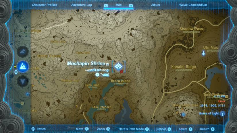 zelda tears of the kingdom moshapin shrine location