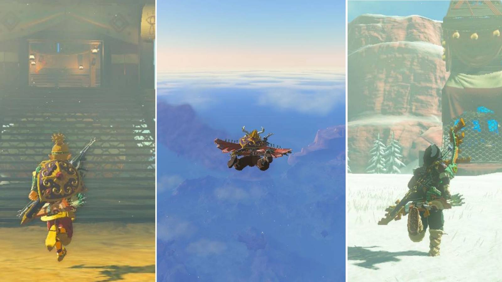 Link from Tears of the Kingdom exploring Skyview Towers