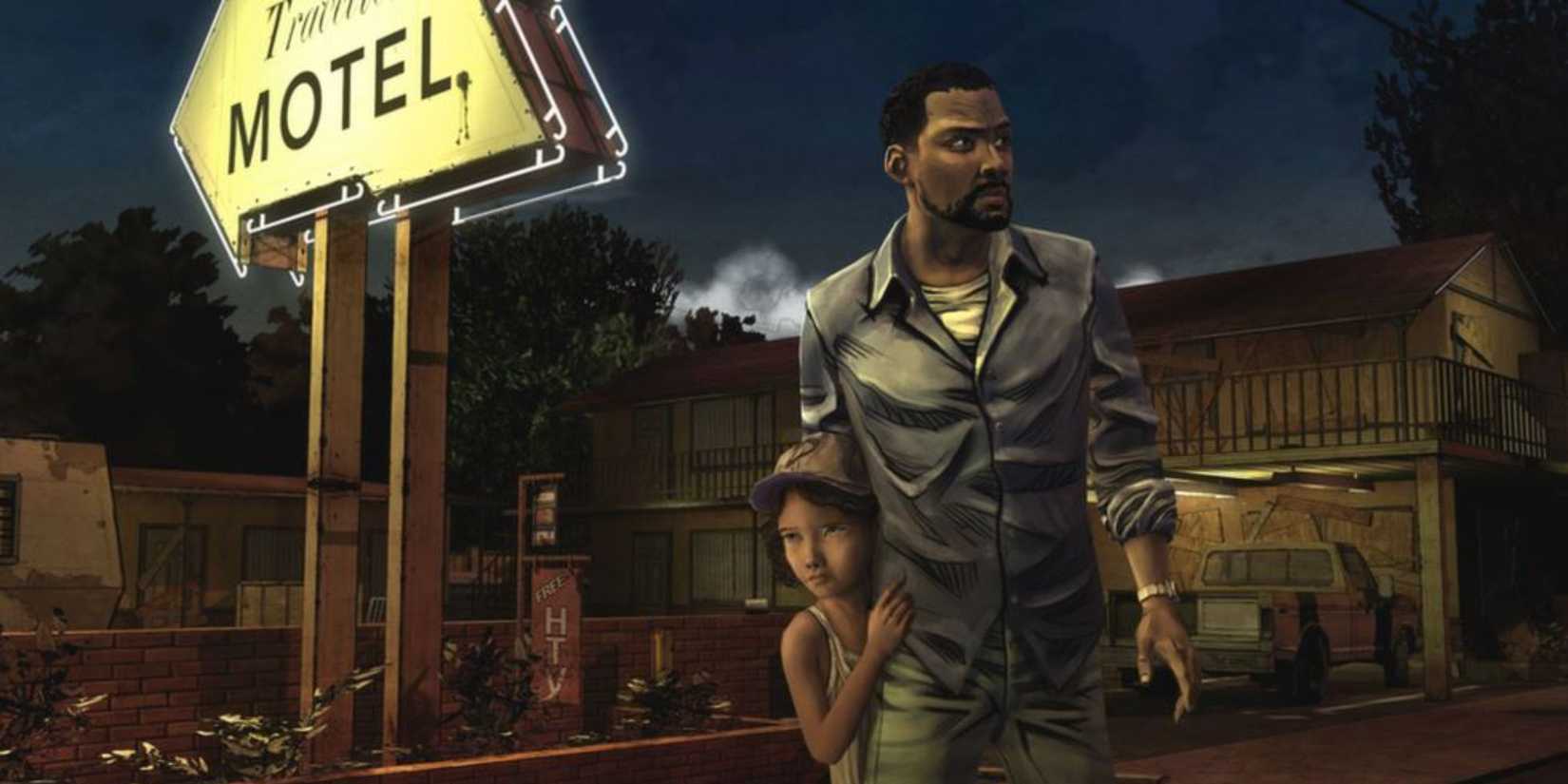 Lee and Clementine in Telltale’s The Walking Dead