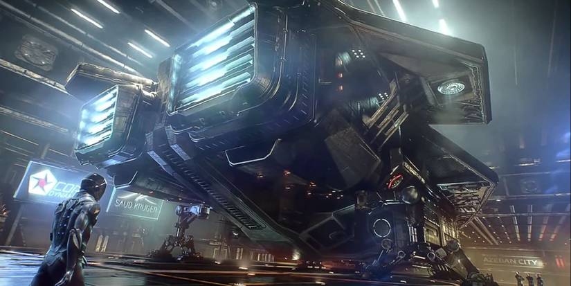 The back fo a ship in Elite Dangerous