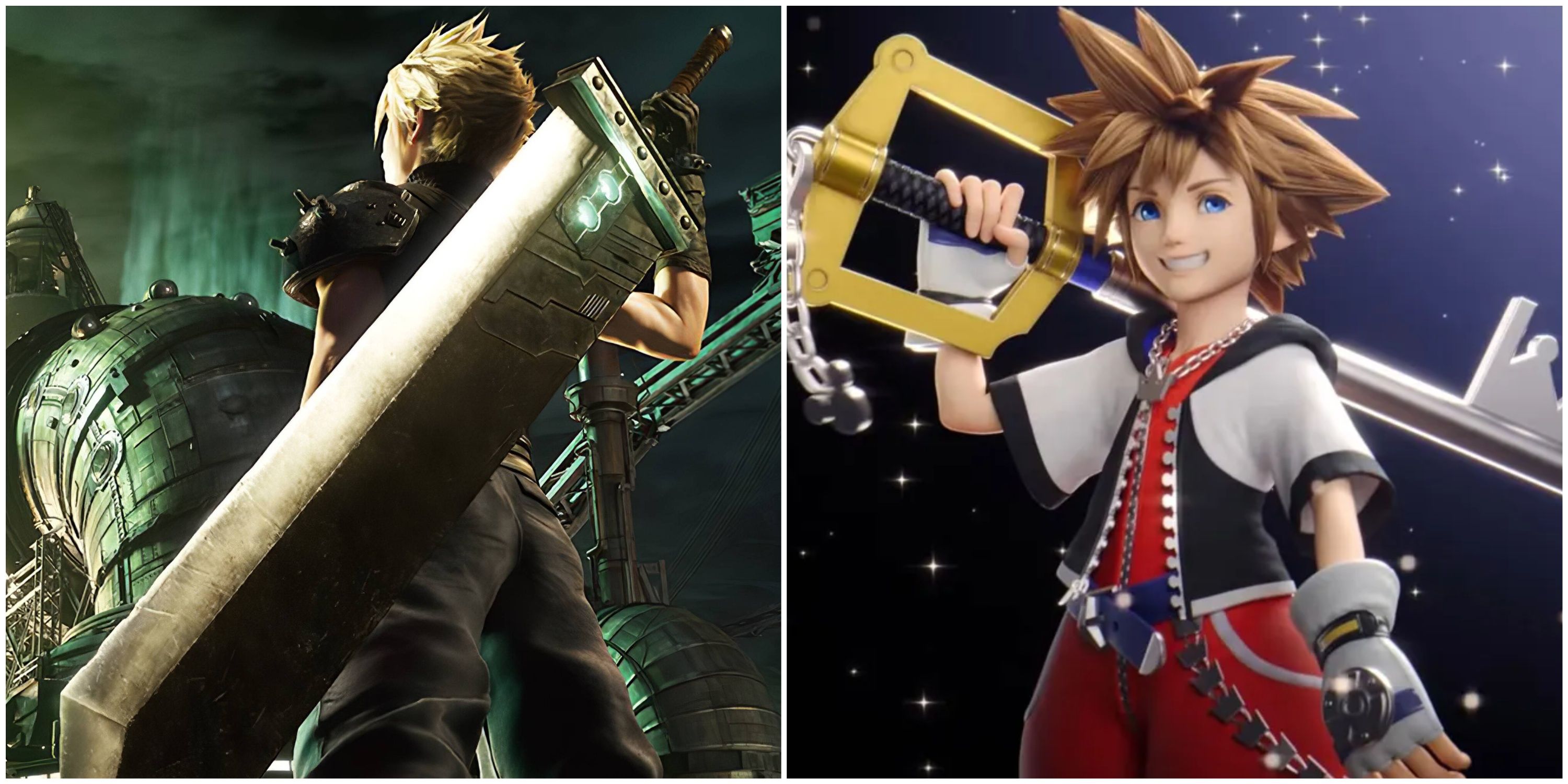 The Buster Sword in Final Fantasy 7 Remake and the Kingdom Key in Super Smash Bros. Ultimate