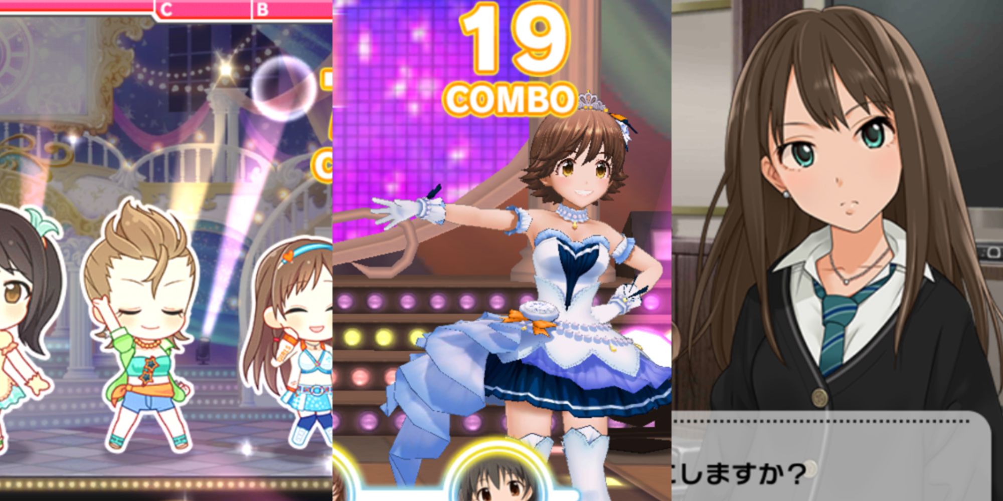 Screenshots from Idolmaster's gacha game Cinderella Girls Starlight Stage