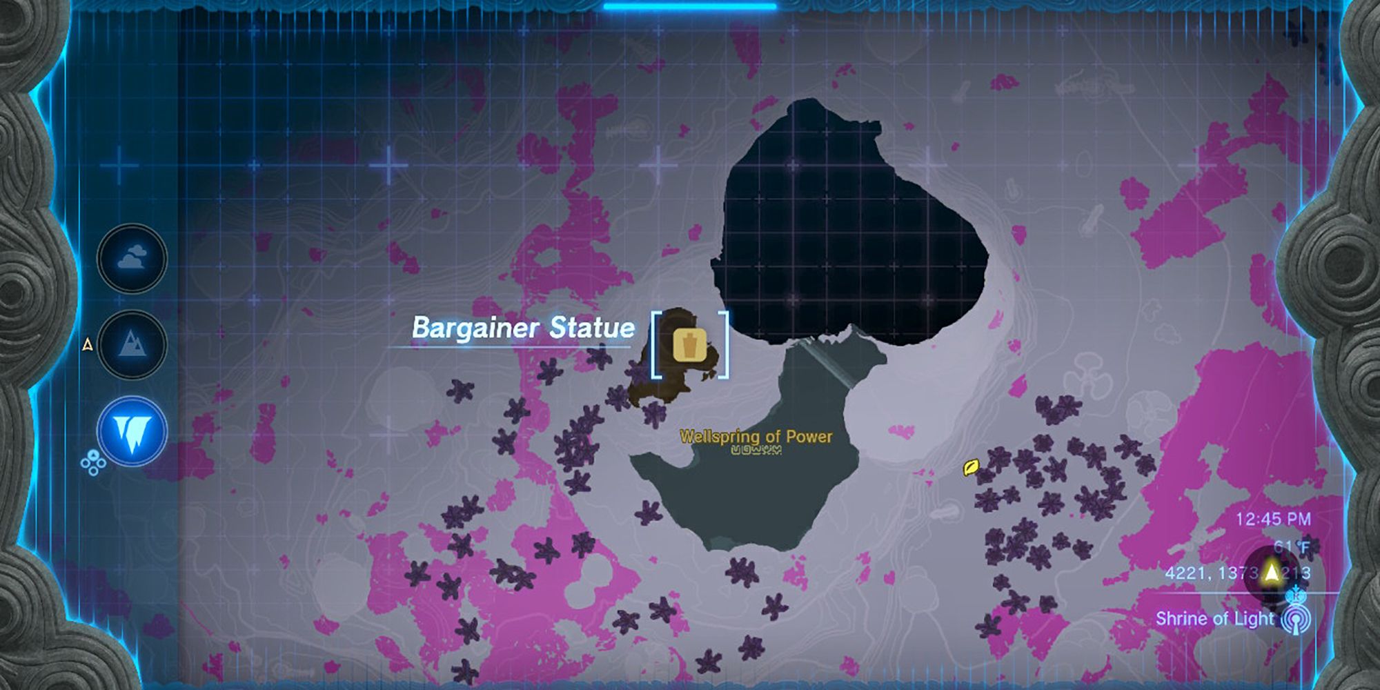 The Legend of Zelda Tears Of The Kingdom - Source of Power location on the map Bargainer Statue