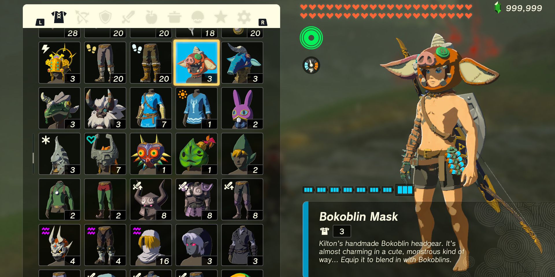 The armor piece of the Bokoblin mask in The Legend of Zelda: Tears of the Kingdom