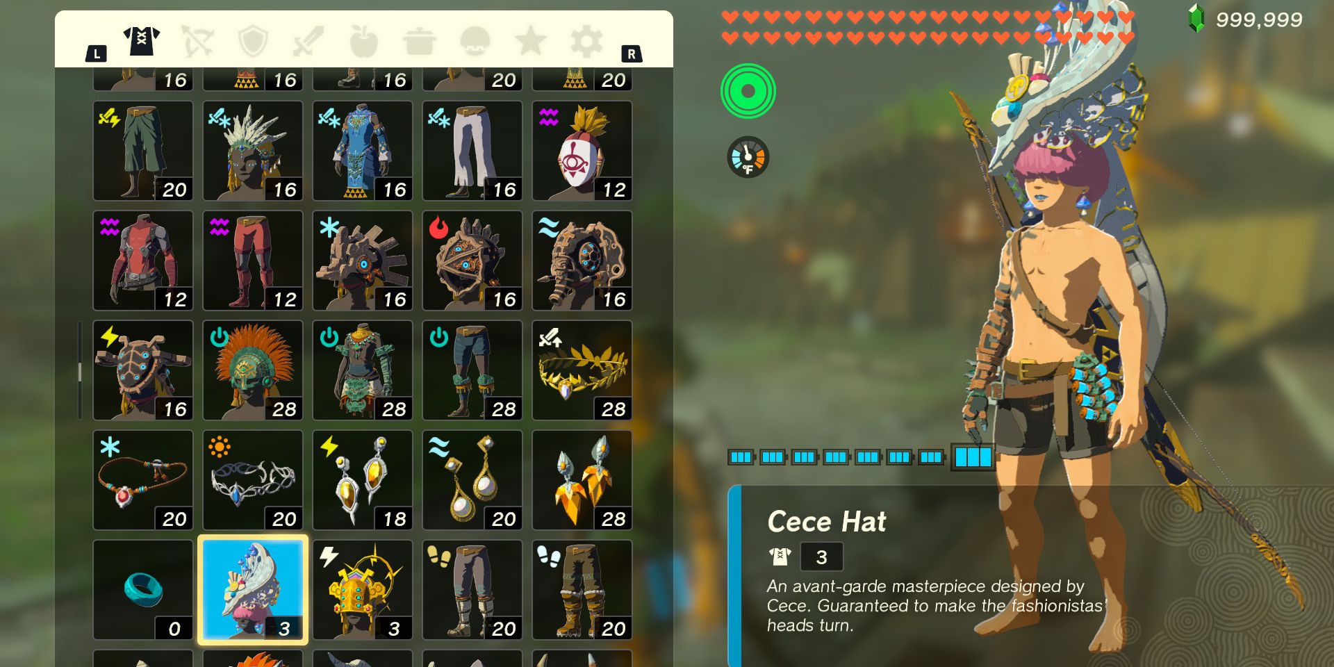 The Cece Hat armor piece in The Legend of Zelda: Tears of the Kingdom
