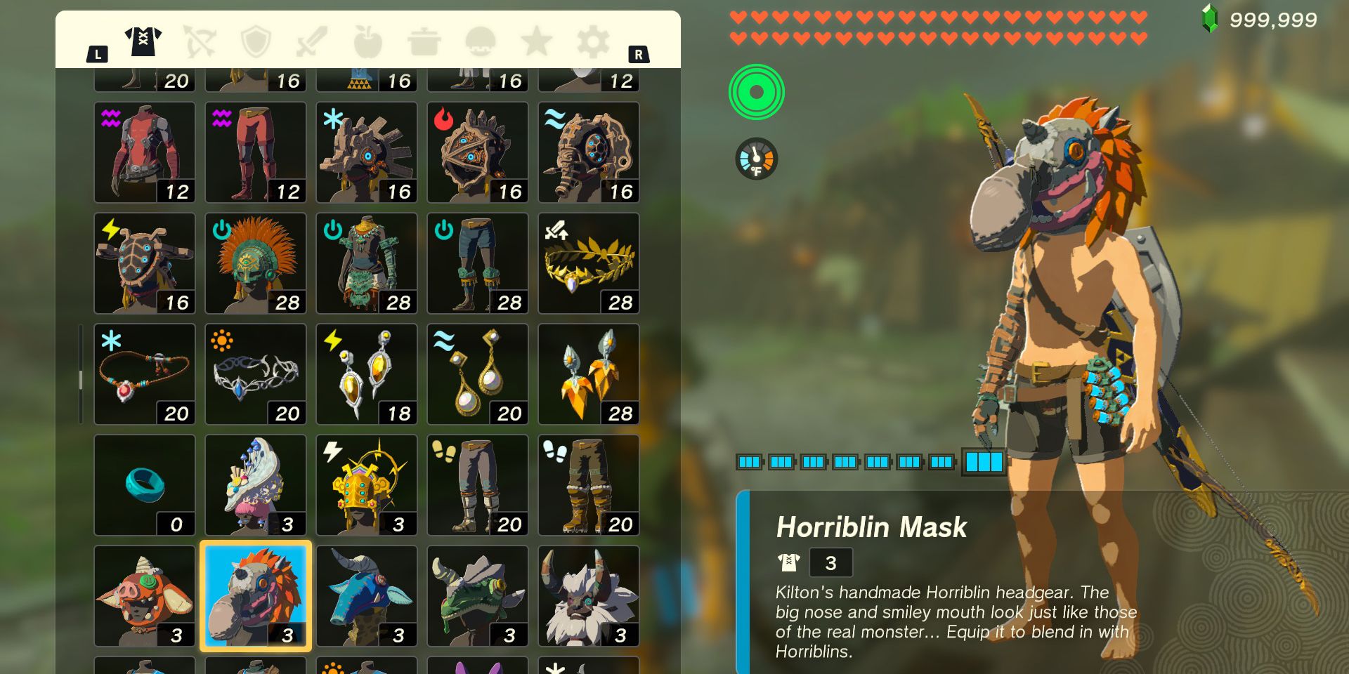 The Horriblin mask armor piece in The Legend of Zelda: Tears of the Kingdom