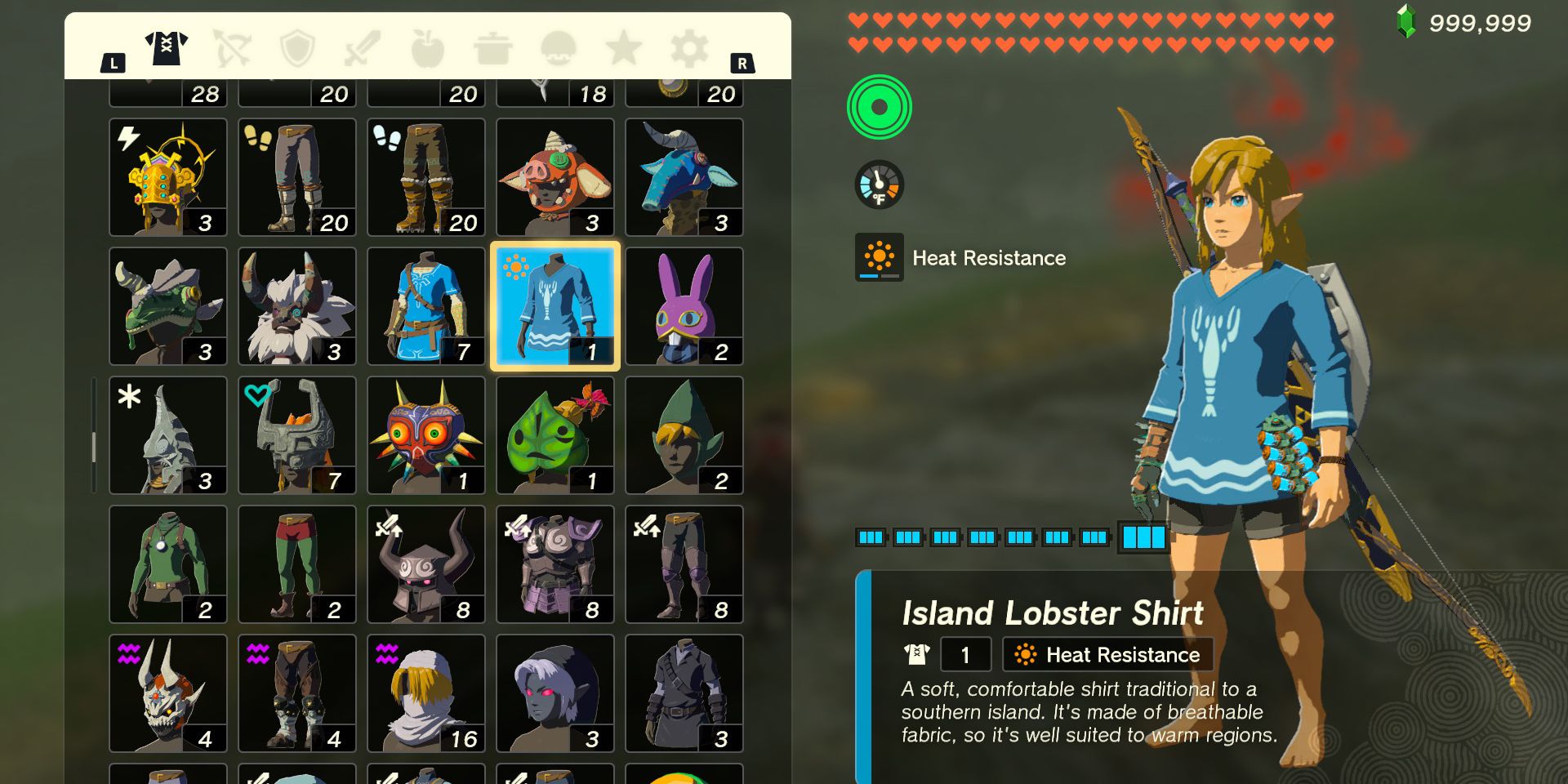 The Island Lobster Shirt armor piece in The Legend of Zelda: Tears of the Kingdom