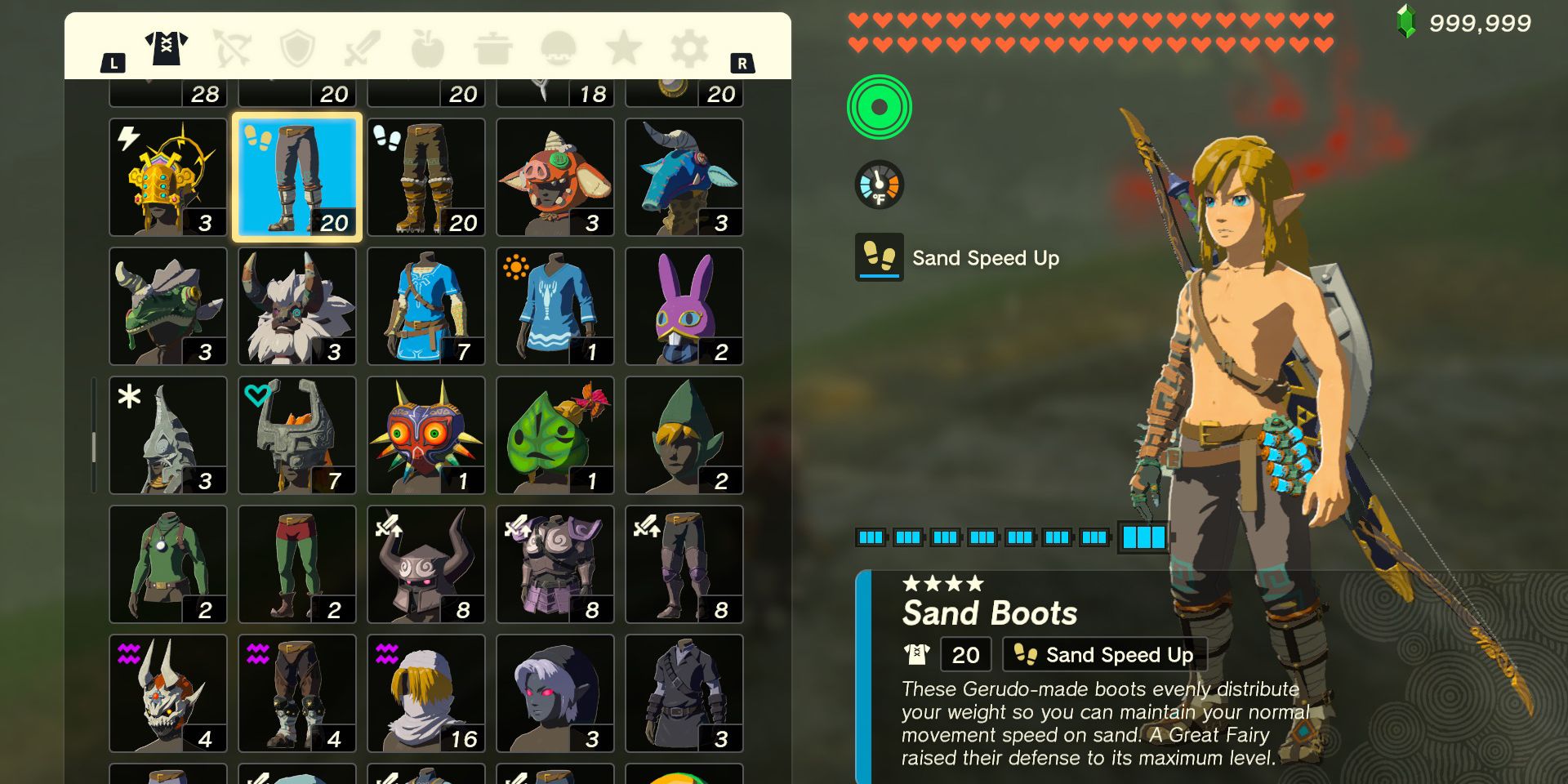 The Sandboot armor piece in The Legend of Zelda: Tears of the Kingdom