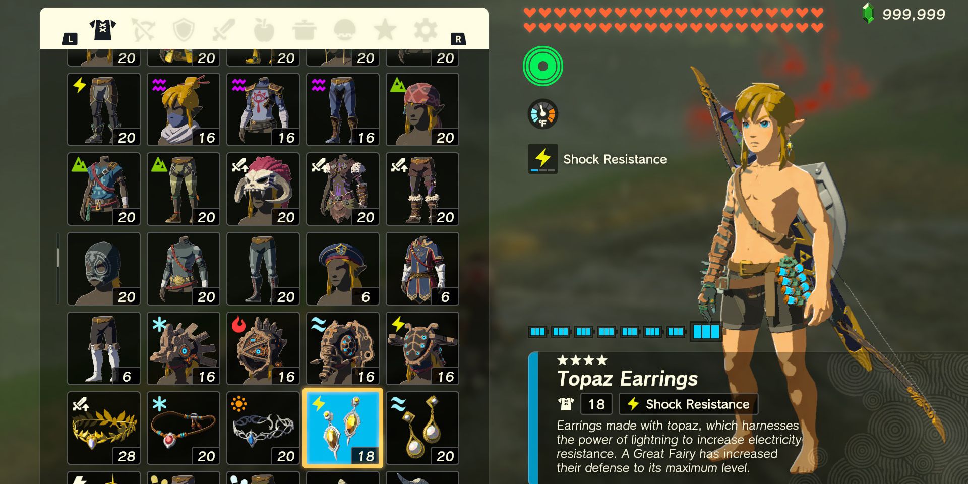The Topaz Earrings armor piece in The Legend of Zelda: Tears of the Kingdom