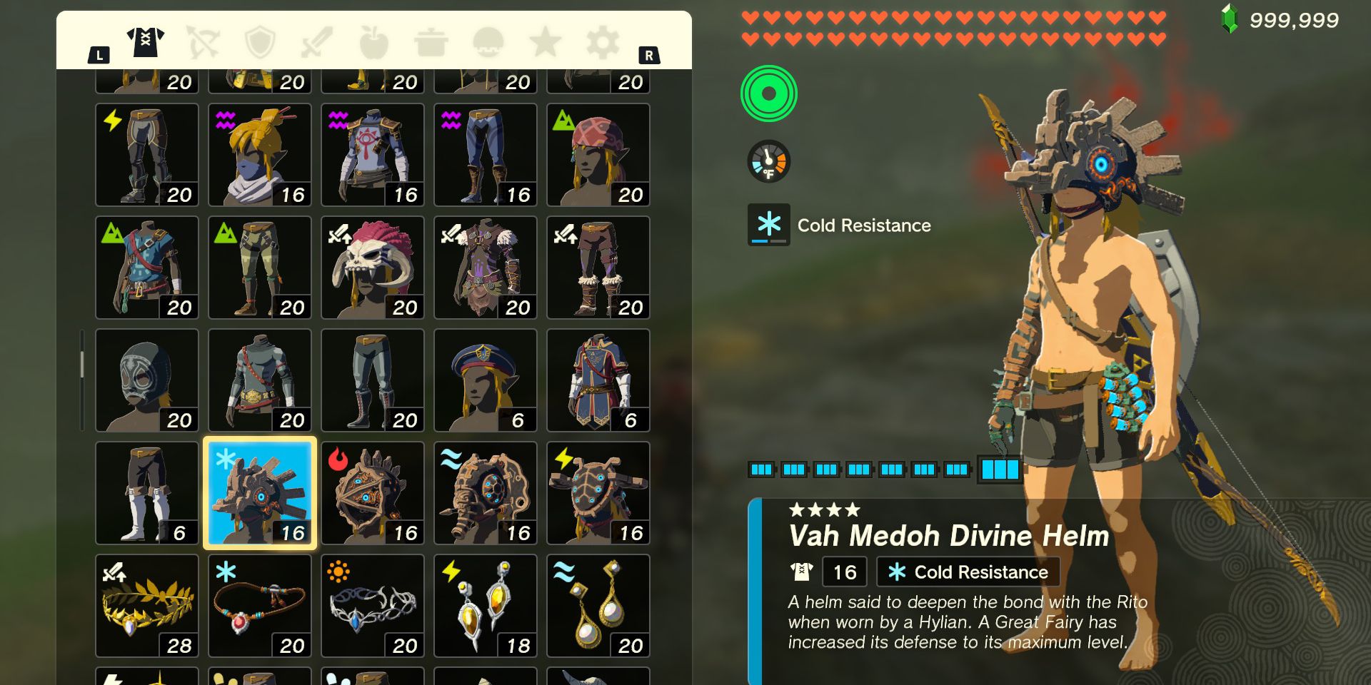 The Vah Medoh Divine Helm armor piece in The Legend of Zelda: Tears of the Kingdom