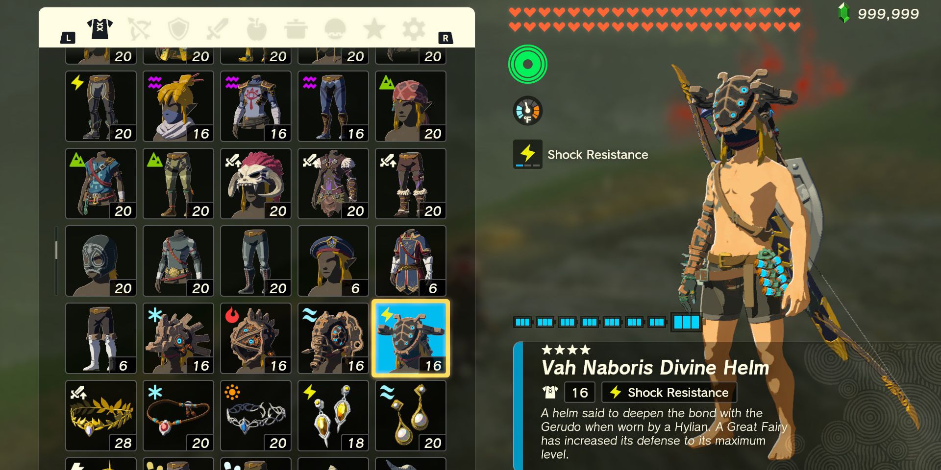 The Vah Naboris Divine Helm armor piece in The Legend of Zelda: Tears of the Kingdom
