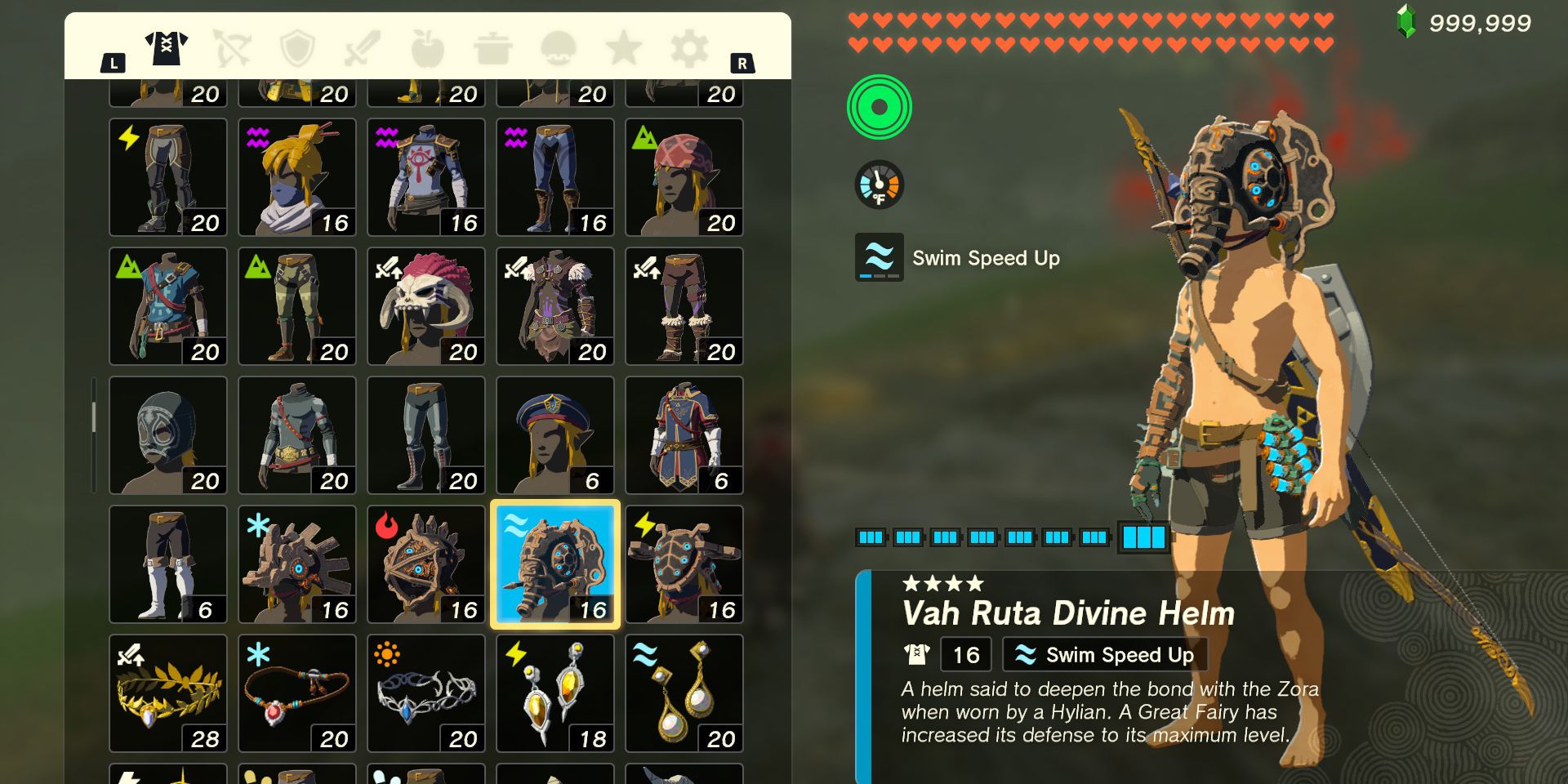 The Vah Ruta Divine Helm armor piece in The Legend of Zelda: Tears of the Kingdom