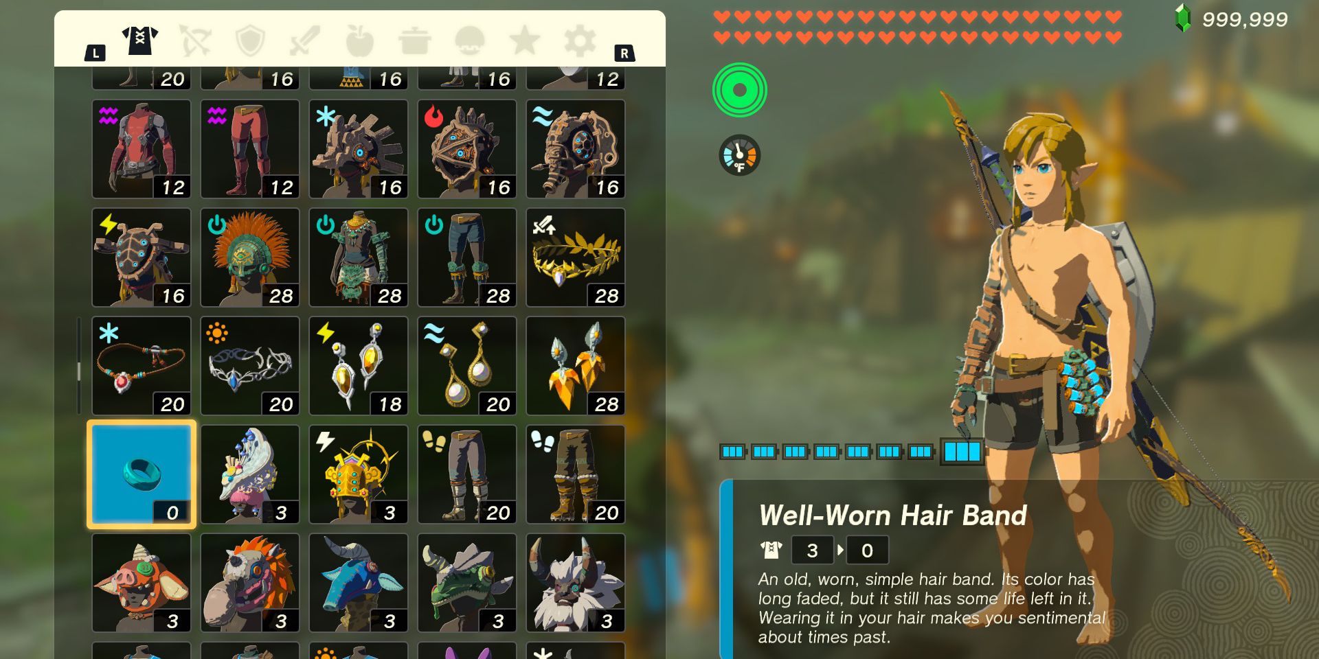 The Well-Worn Hair Band armor piece in The Legend of Zelda: Tears of the Kingdom