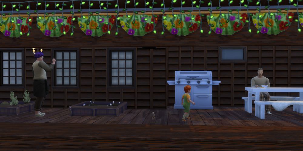 the sims 4 family on a porch