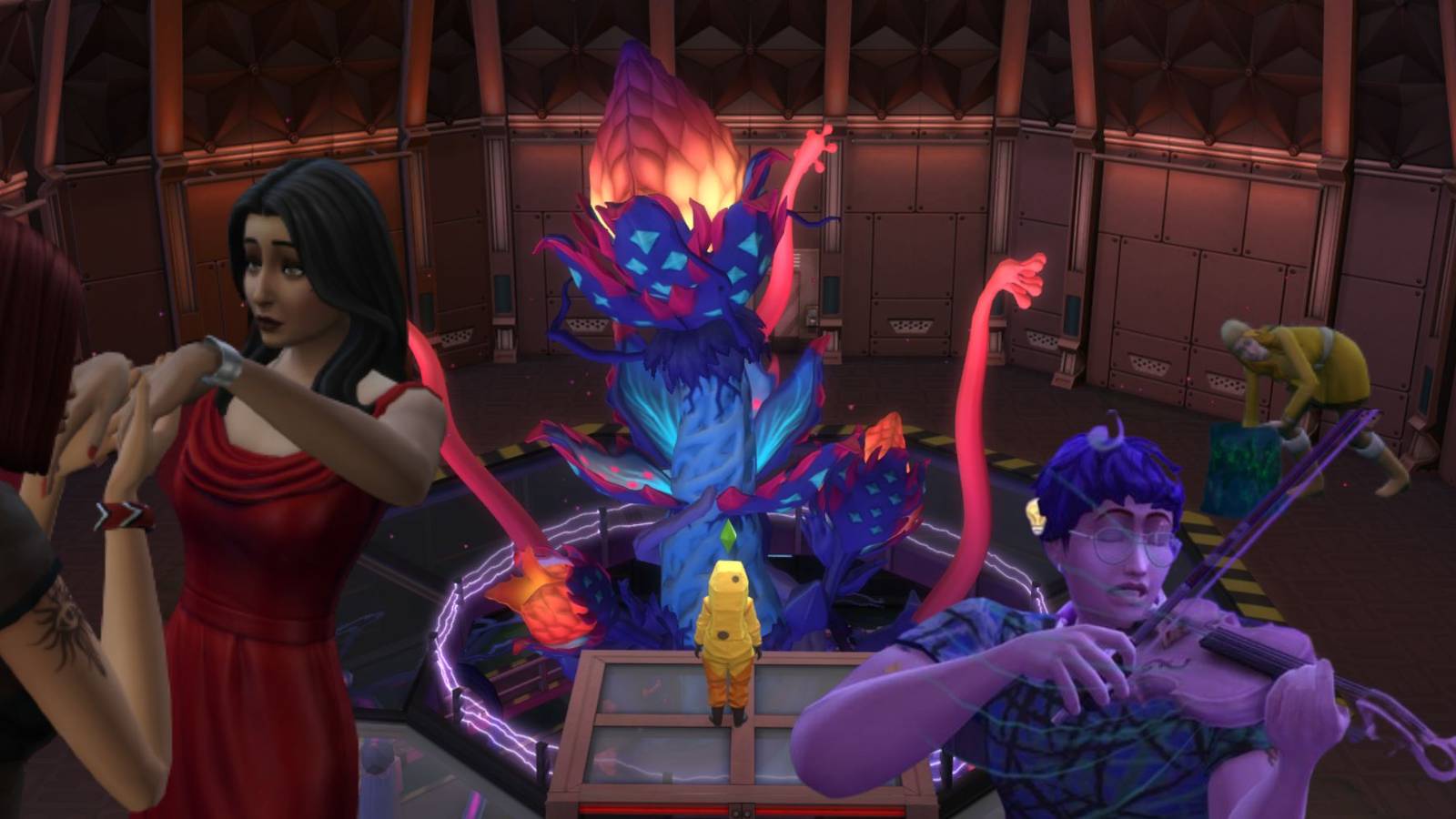 the sims 4 mother plant and sims doing various things