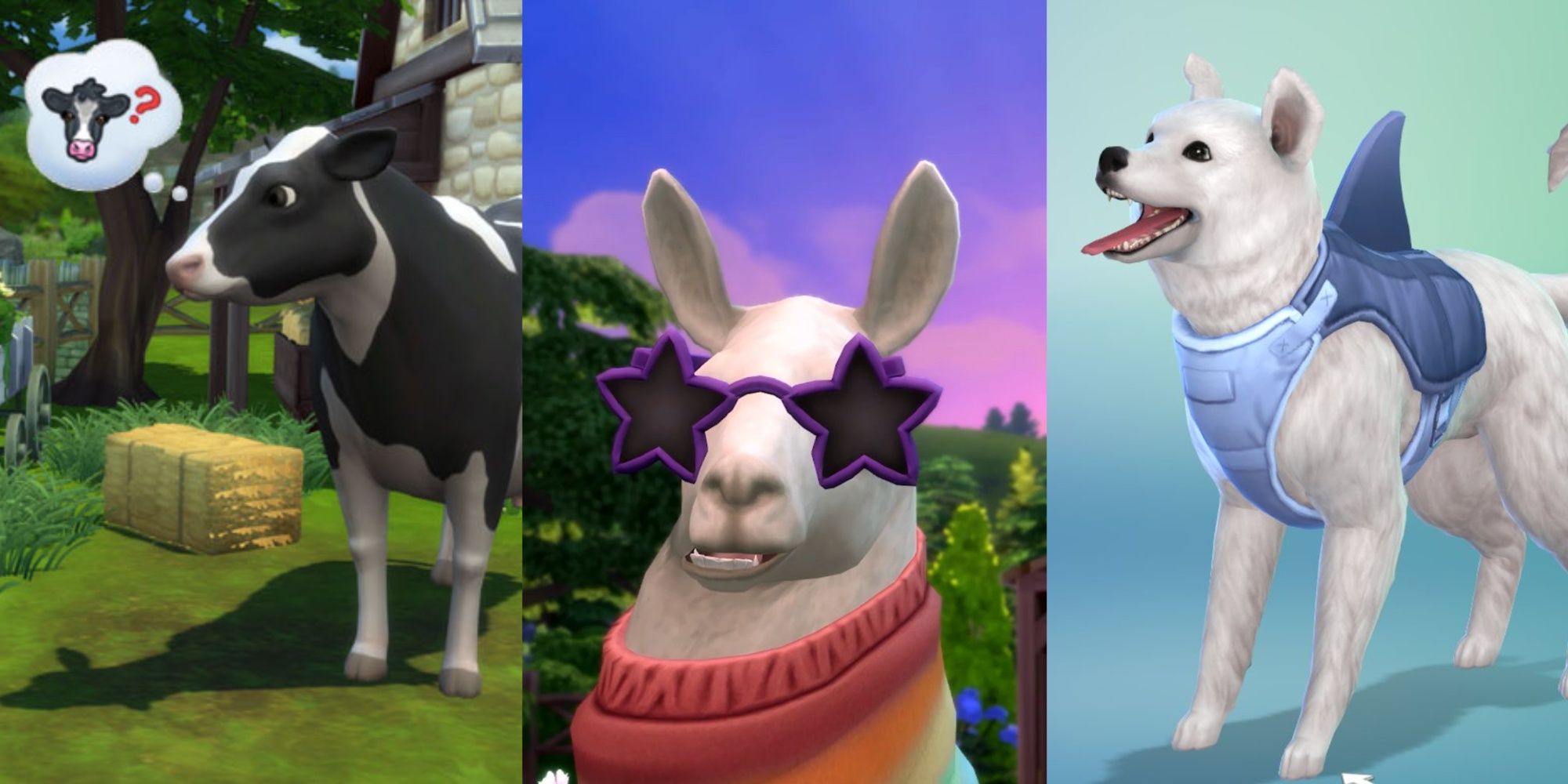 The Sims 4 Pets Cow, Llama, and Dog
