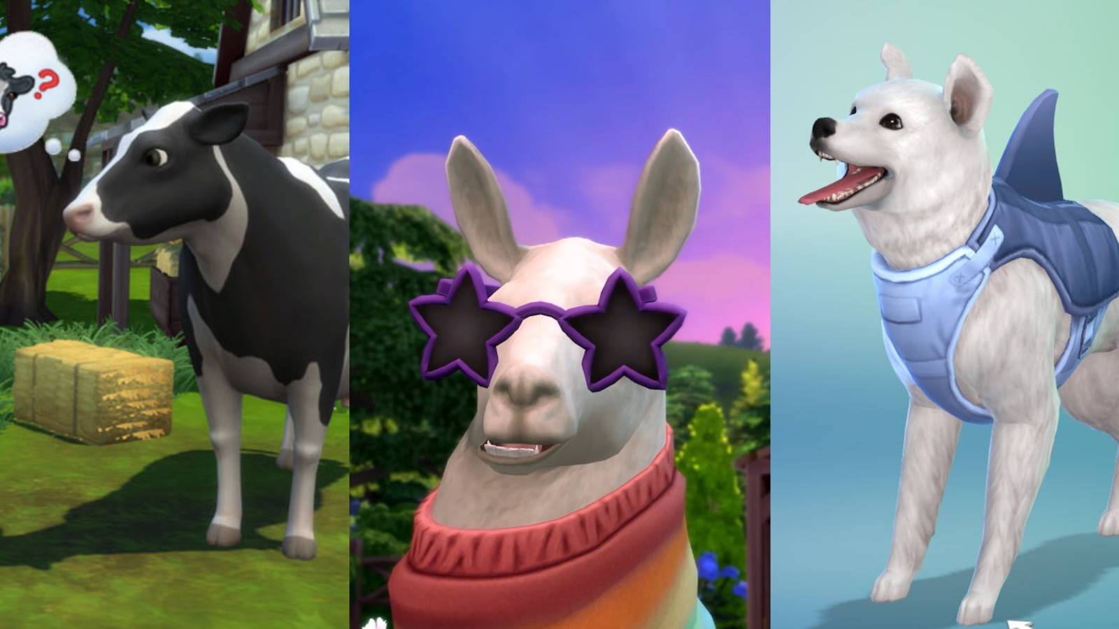 The Sims 4 Pets Cow, Llama, and Dog