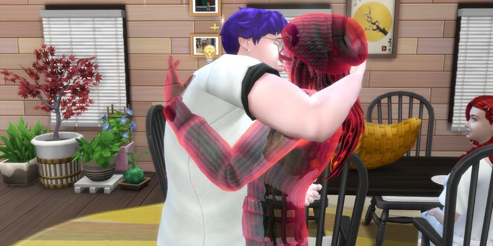 the sims 4 sim kissing a ghost