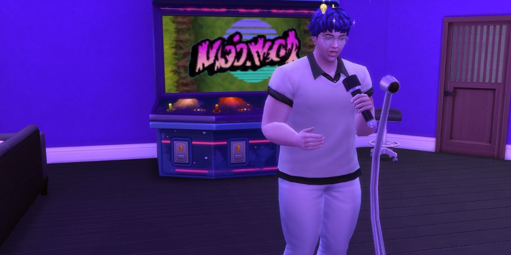 the sims 4 sim speaking into a mic