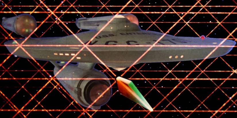 the tholian web hd screenshot interior of the enterprise surounded by web with tholian ship star trek