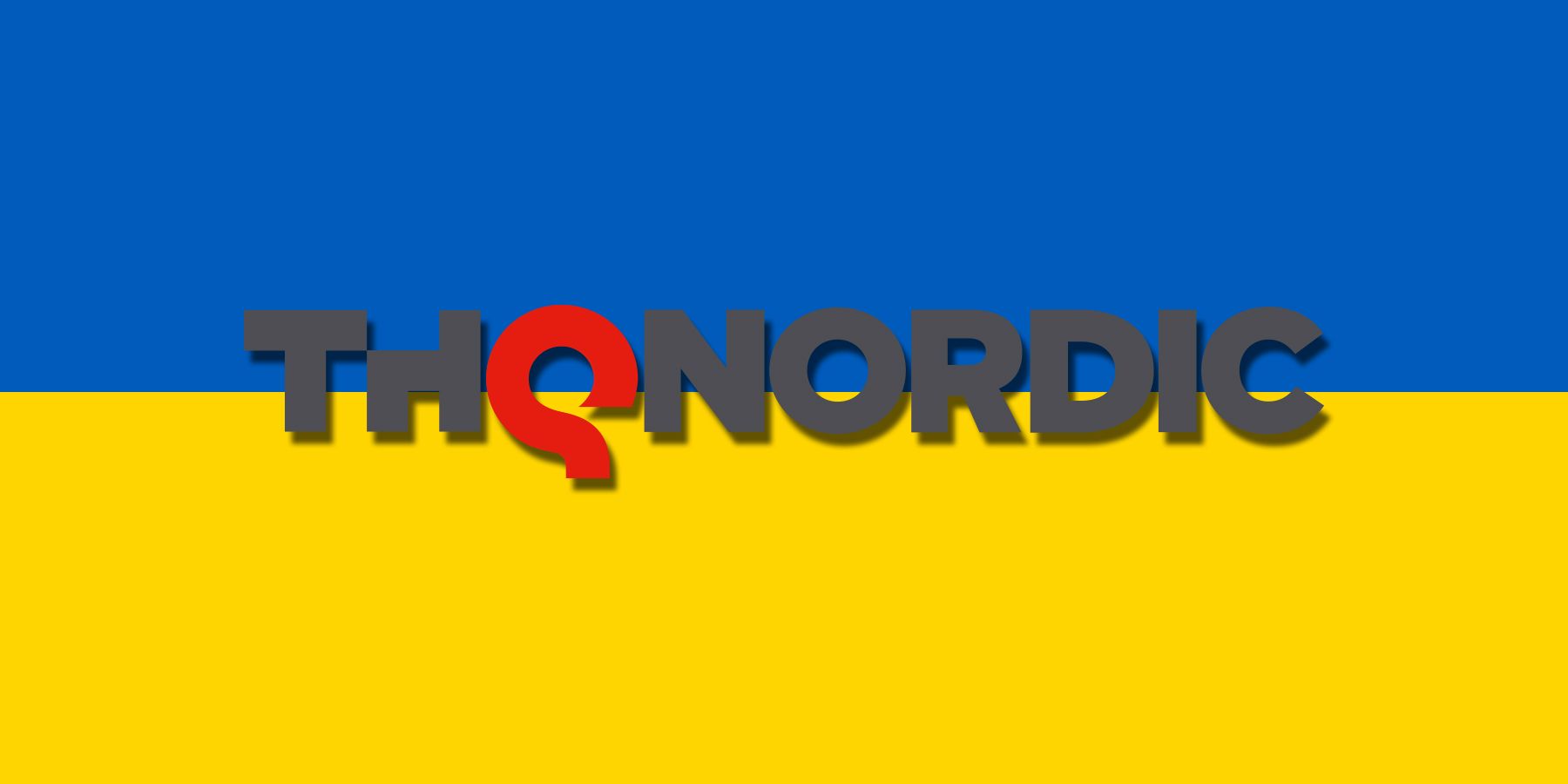THQ Nordic logo on the flag of Ukraine
