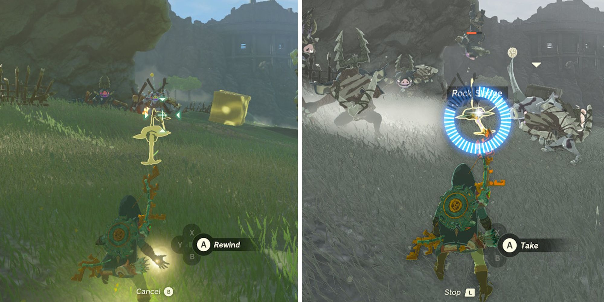 Link throwing and recalling spear