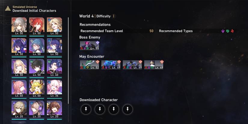 choosing characters and checking enemy in the simulated universe in honkai star rail