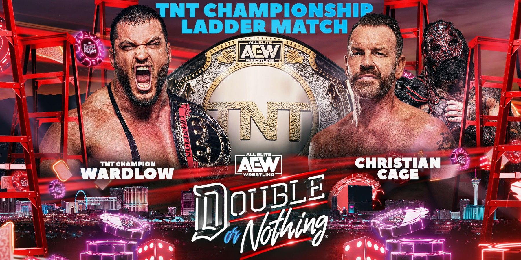 Wardlow and Christian Cage AEW Doubler or Nothing 2023 graphic for the TNT Championship