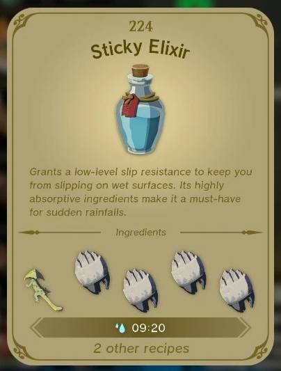 Elixir Word Zelda: Tears of the Kingdom - How to Make Sticky Elixir to Climb Wet Walls