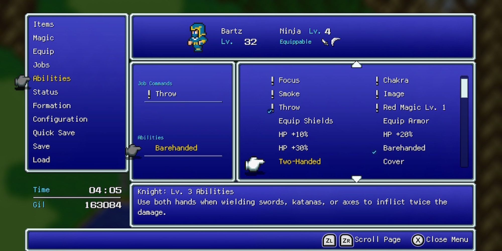 Two-Handed ability in Final Fantasy 5