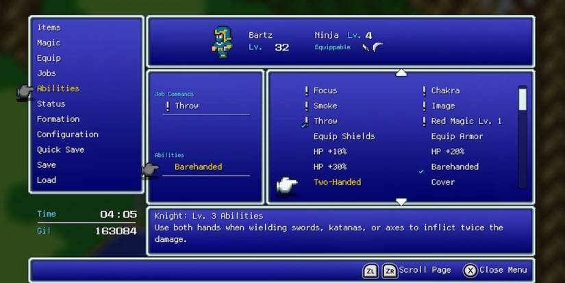 Two-Handed ability in Final Fantasy 5