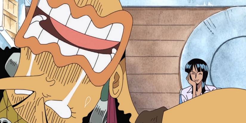 Nico Robin scaring Usopp in the One Piece anime