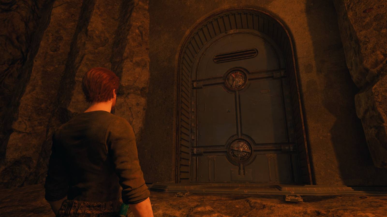 Cal faces Vashtan Wolfe's door in Star Wars Jedi: Survivor