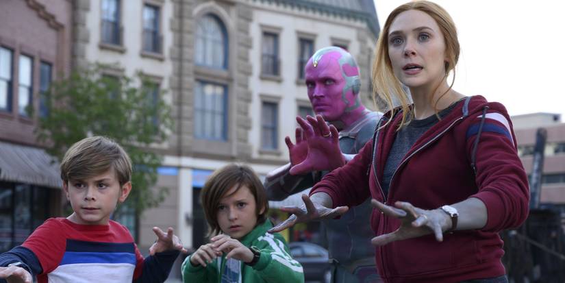 Wanda and Vision and their sons prepare for battle in WandaVision